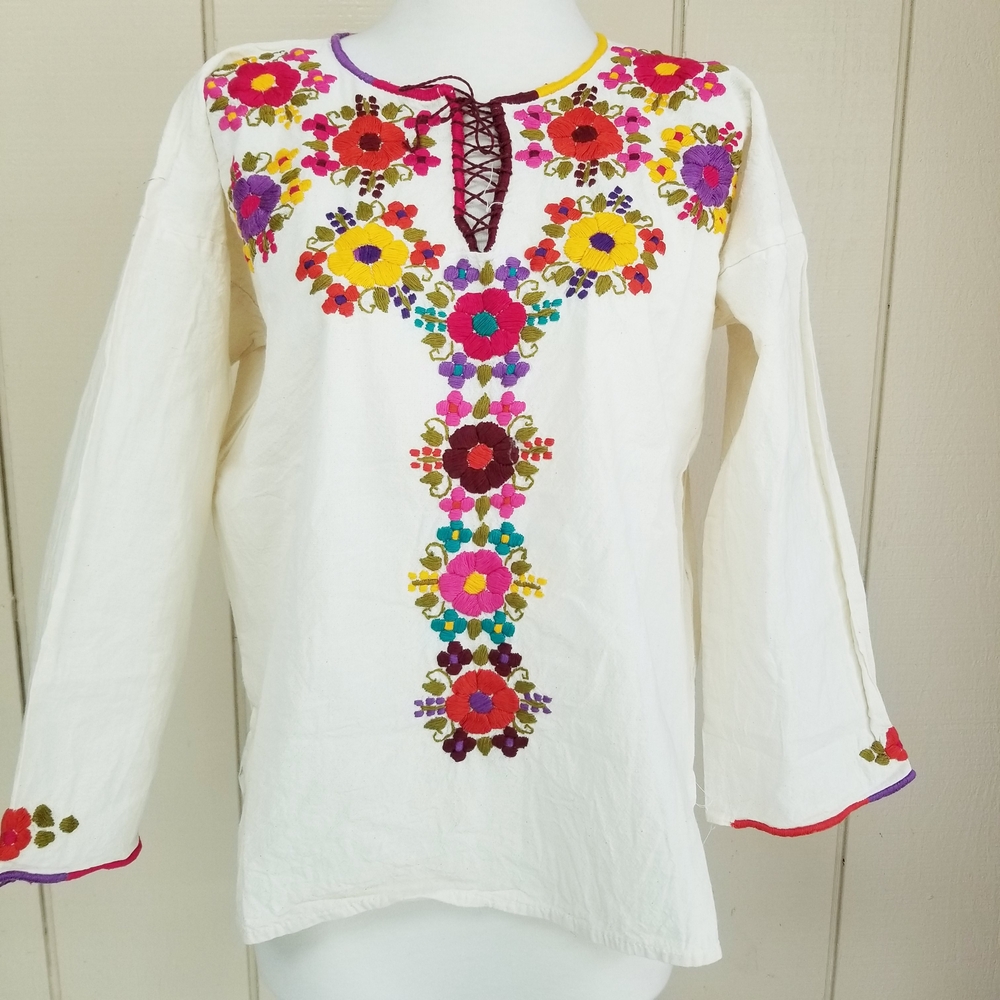 Embroidered Floral White Top